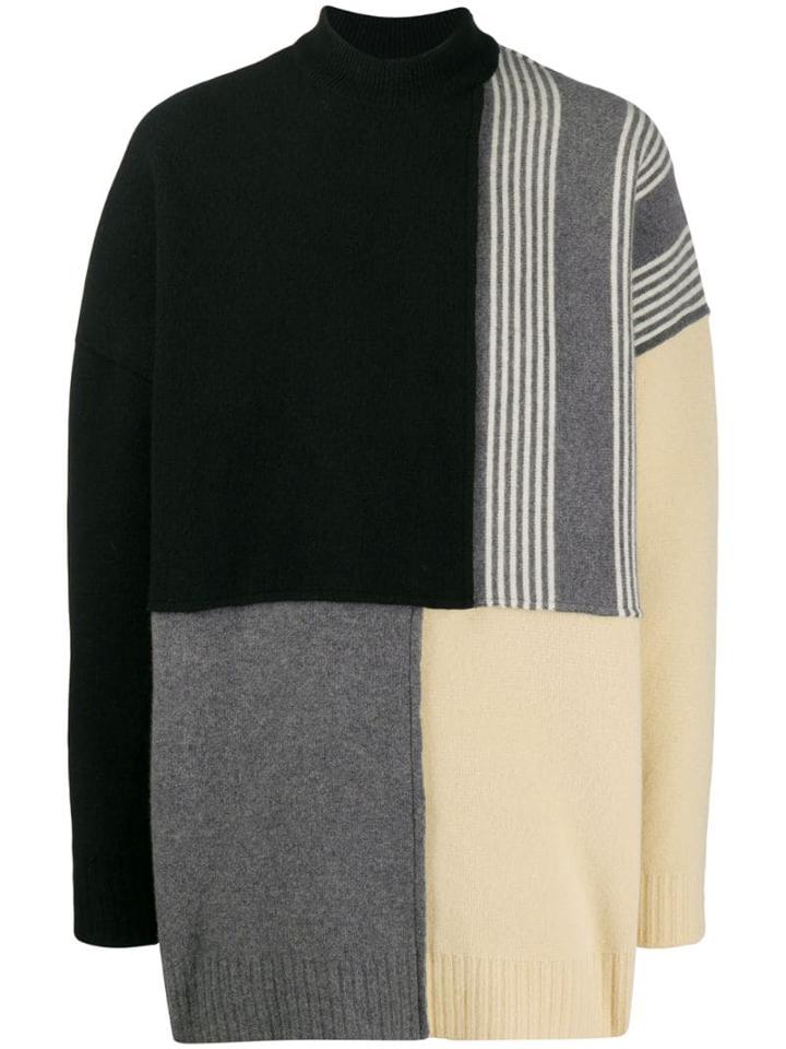 Jil Sander Patchwork Oversized Jumper - Black
