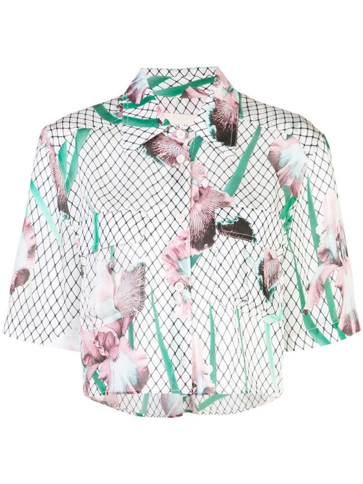 Fleur Du Mal Cropped Iris Print Shirt - Multicolour