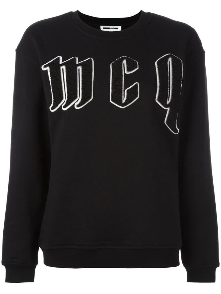 Mcq Alexander Mcqueen Embroidered Logo Sweatshirt, Women's, Size: Small, Black, Cotton