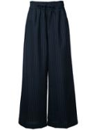 Muveil - Striped Wide Leg Trousers - Women - Silk/polyester/mohair - 40, Blue, Silk/polyester/mohair