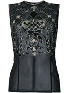 Versace Vintage Silver-tone Embroidered Tank - Black