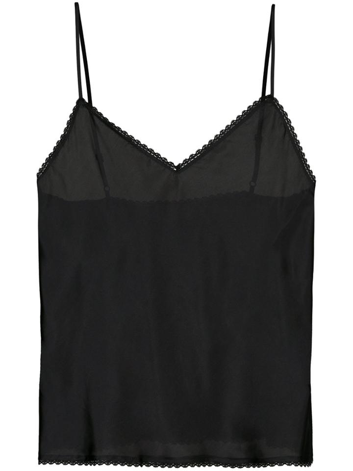 Lee Mathews V-neck Cami Top With Lace - Black