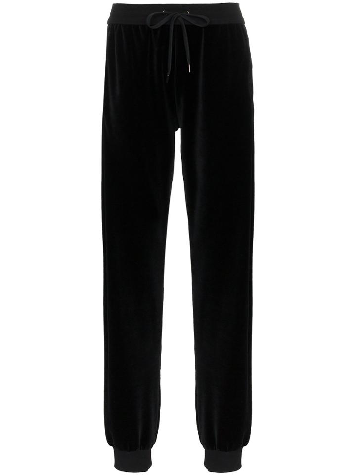 Versace Velour Cotton Blend Sweat Pants - Black