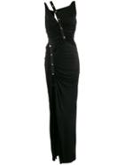 Versace Asymmetric Ruched Long Dress - Black