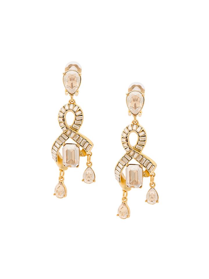 Oscar De La Renta Entwined Baguette Earrings - Metallic