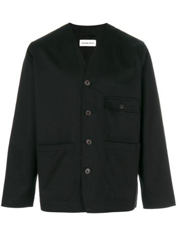 Universal Works Button Up V Neck Jacket - Black