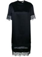 Givenchy - Lace Trim T-shirt Dress - Women - Silk/cotton/polyamide - 36, Black, Silk/cotton/polyamide