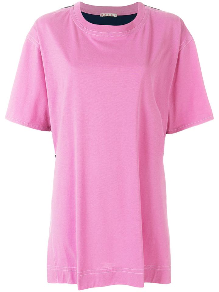 Marni Contrast Back Oversized T-shirt - Pink & Purple