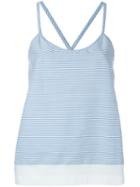 Jil Sander Navy Striped Cross Back Tank Top, Women's, Size: 36, Blue, Cotton/polyamide/spandex/elastane