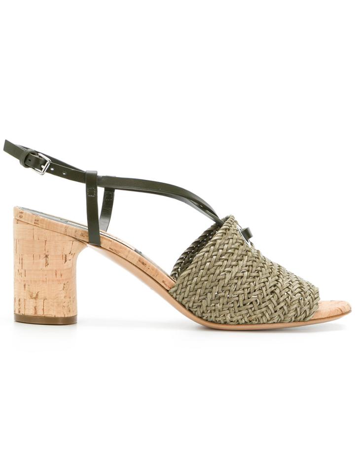 Casadei Woven Cork Sandals - Green