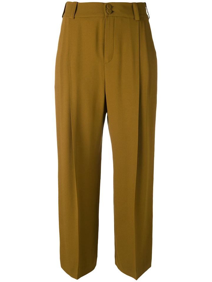 Lanvin - Creased Crop Trousers - Women - Acetate/viscose - 42, Green, Acetate/viscose