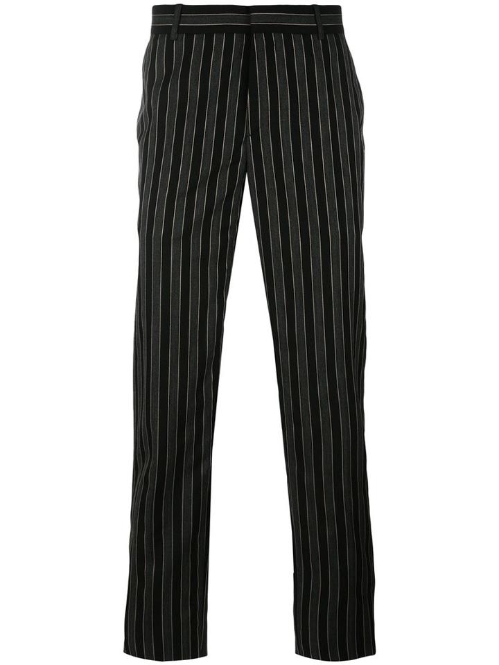 Alexander Mcqueen Pinstriped Straight-leg Trousers, Men's, Size: 52, Grey, Wool/viscose/acetate