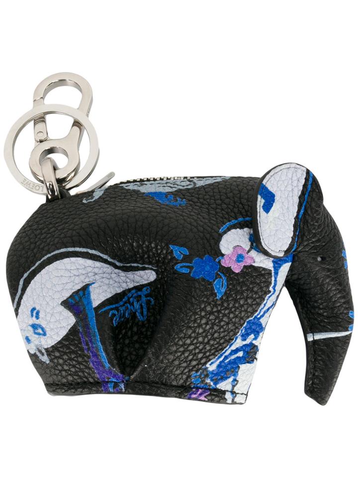 Loewe Elephant Circus-print Purse Charm - Black