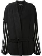 Ann Demeulemeester 'simplistic' Belted Jacket, Women's, Size: 40, Black, Cotton/acrylic/polyester/wool