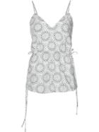 Derek Lam - Printed Drawstring Cami - Women - Cotton - 38, Women's, White, Cotton
