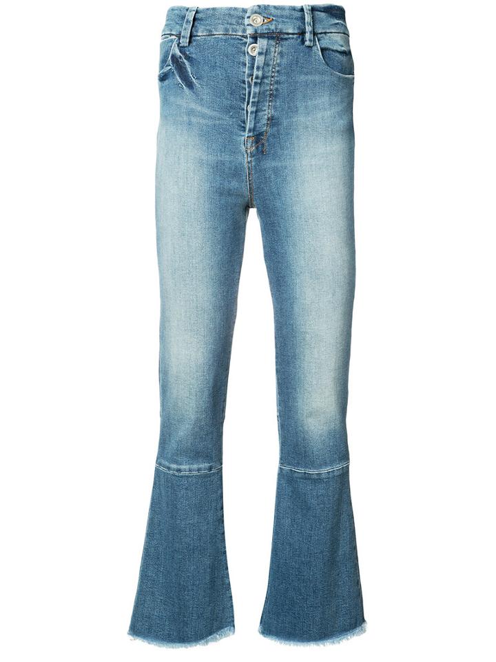 Cropped Flared Jeans - Women - Cotton/acrylic/polyester/spandex/elastane - 28, Blue, Cotton/acrylic/polyester/spandex/elastane, Unravel Project
