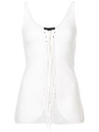 Alexander Wang Fringed Lace-up Tank Top - Nude & Neutrals