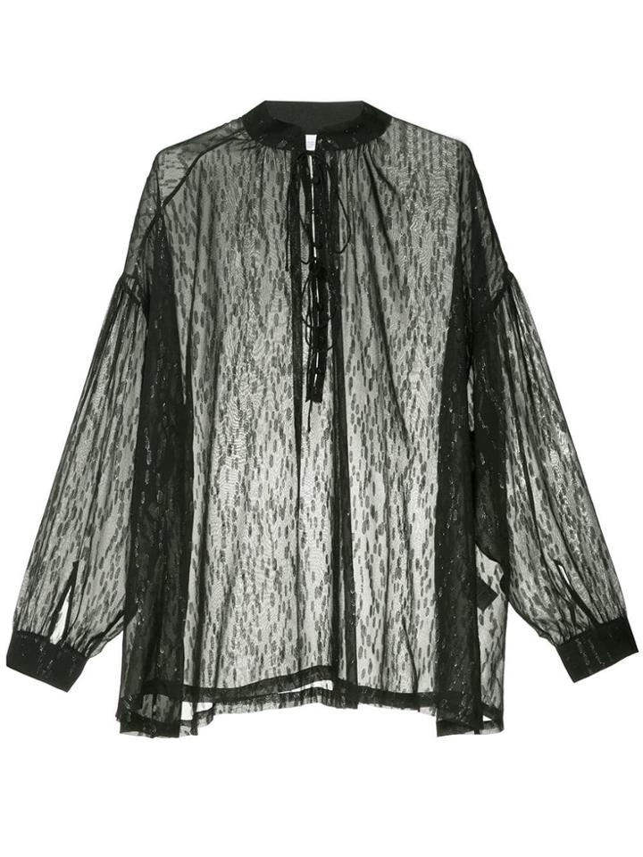 Iro Oversized Mandarin Collar Shirt - Black