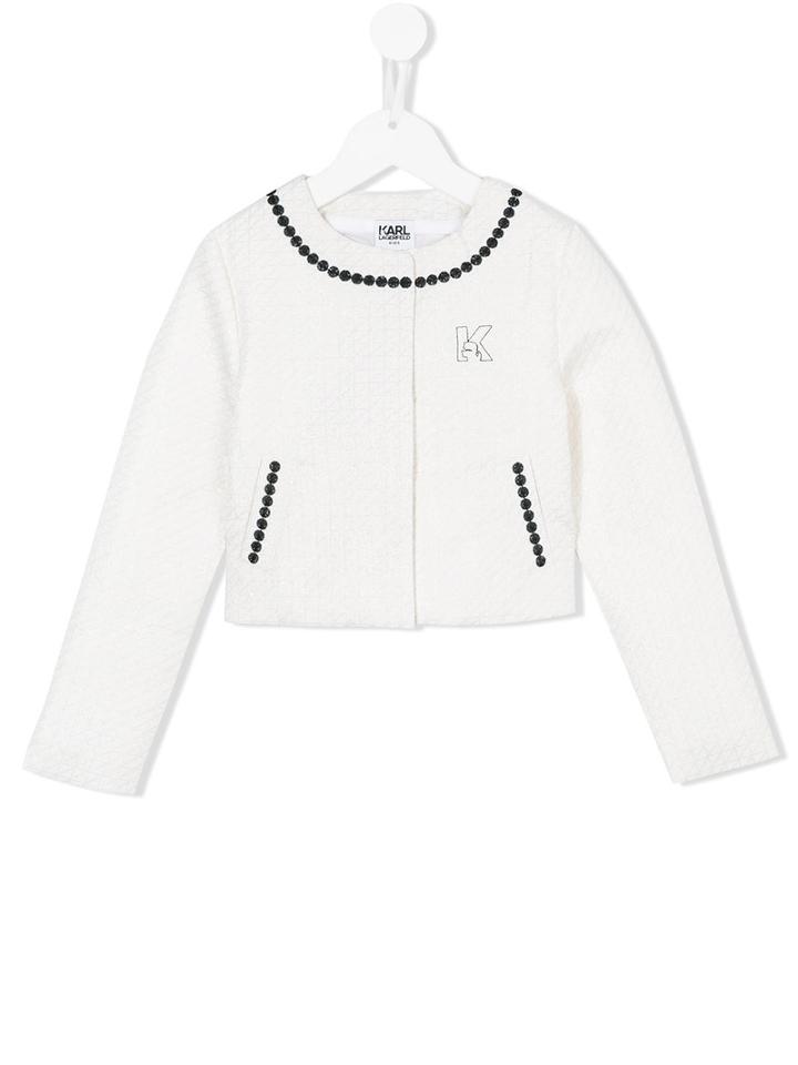 Karl Lagerfeld Kids Brocade Jacket, Girl's, Size: 12 Yrs, White