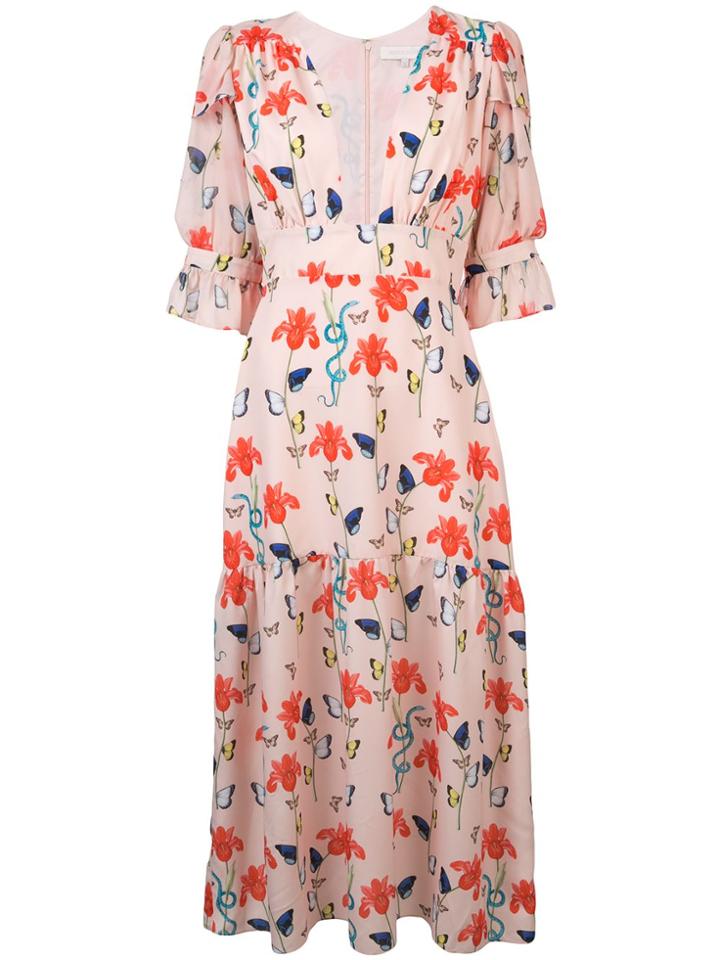 Borgo De Nor Floral Print Flared Dress - Pink & Purple