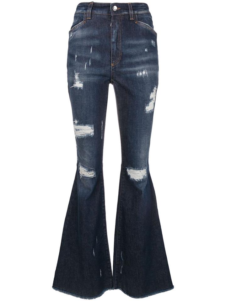 Dolce & Gabbana Ripped Detail Bootcut Jeans - Blue