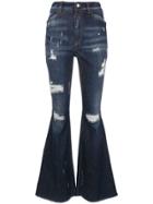 Dolce & Gabbana Ripped Detail Bootcut Jeans - Blue