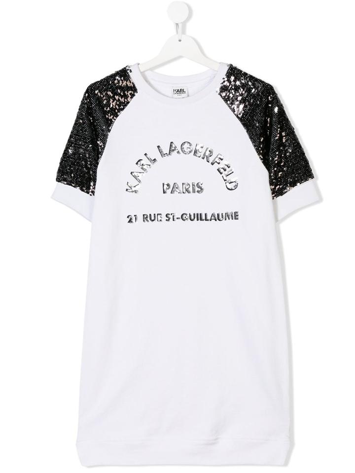 Karl Lagerfeld Kids Sequinned Sweatshirt Dress - White
