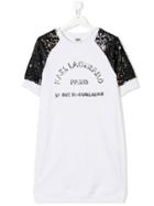 Karl Lagerfeld Kids Sequinned Sweatshirt Dress - White
