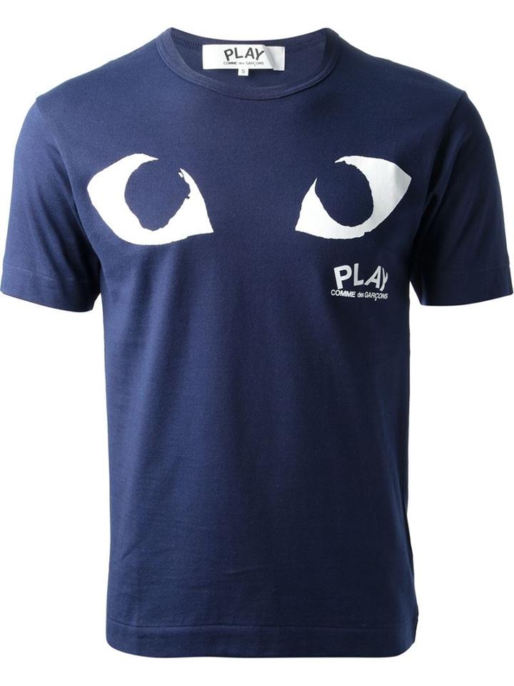 Comme Des Garçons Play Eye Print T-shirt, Men's, Size: L, Blue, Cotton
