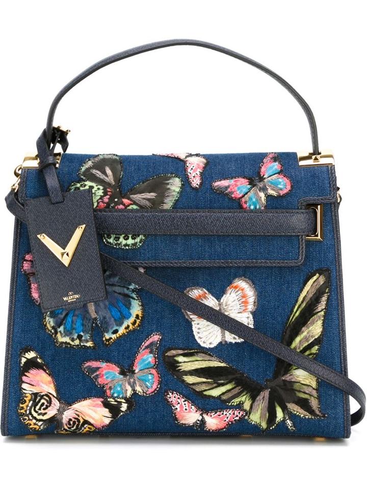 Valentino 'my Rockstud' Denim Tote, Women's, Blue