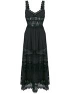 Charo Ruiz Long Flared Embroidered Dress - Black