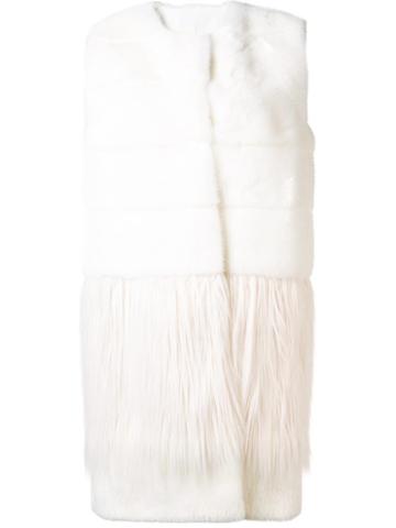 Vionnet Fur Panelled Gilet, Women's, Size: 40, White, Silk/mink Fur/beaver Fur/acrylic