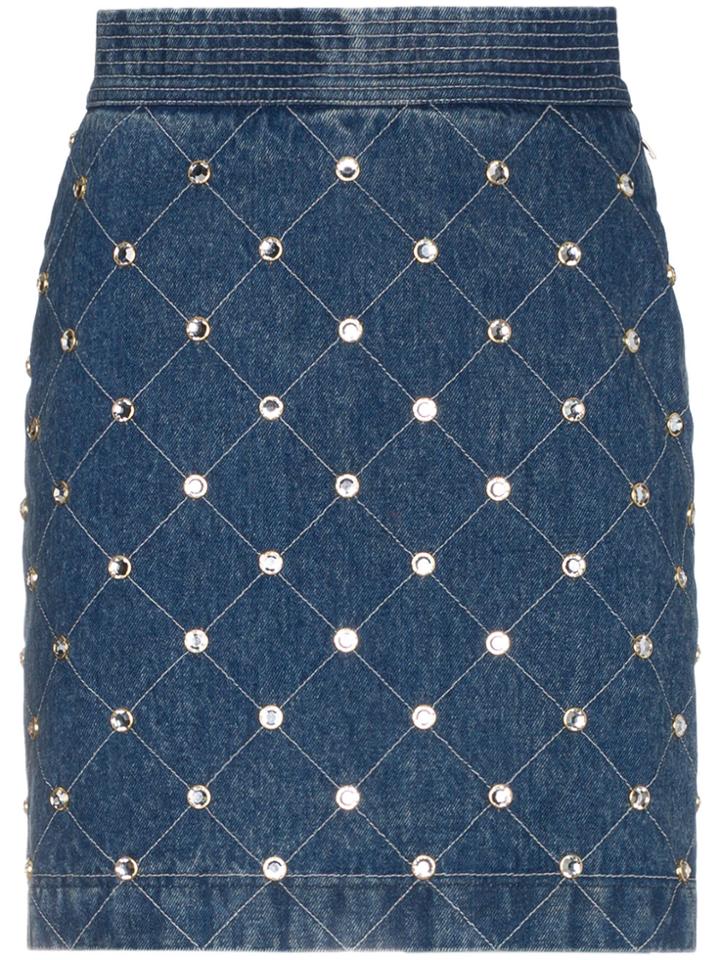 Gucci Crystal Embellished Denim Mini Skirt - Blue
