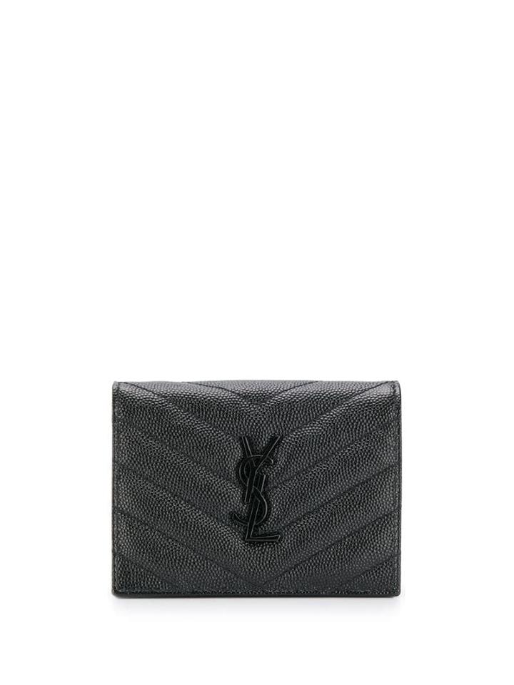 Saint Laurent Monogram Plaque Purse - Black