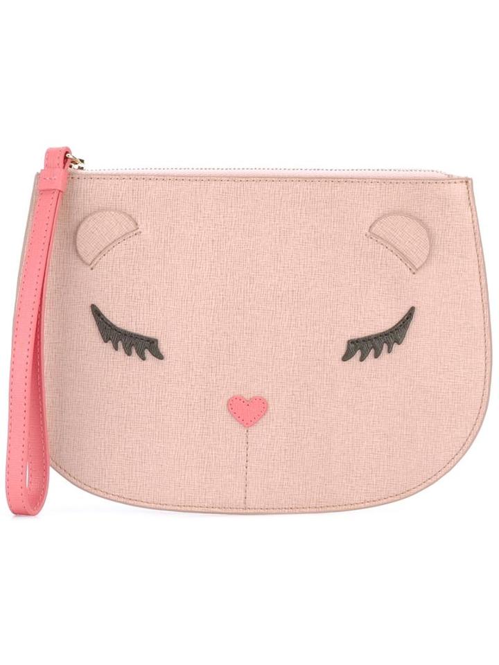 Furla 'allegra' Clutch, Women's, Pink/purple, Leather/viscose/nylon