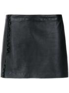 Andrea Bogosian Leather Short Skirt - Black