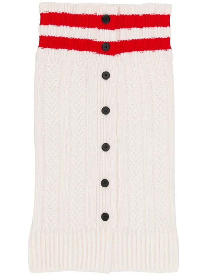 Jil Sander Striped Cable-knit Scarf - White