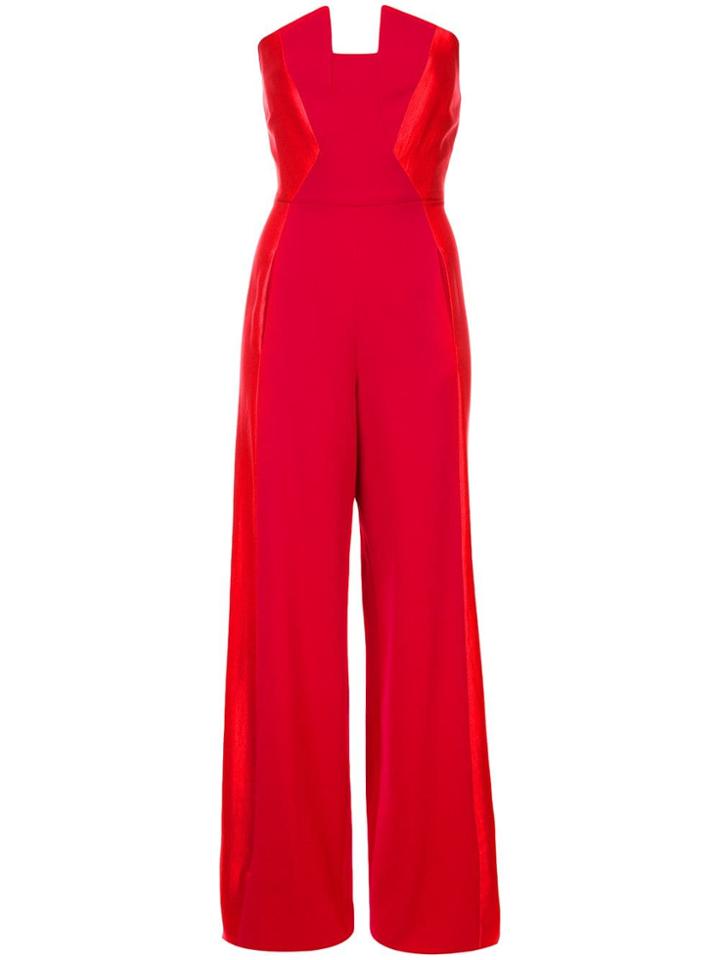 Black Halo Strapless Flared Jumpsuit