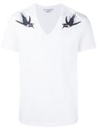 Alexander Mcqueen Bird Print T-shirt, Men's, Size: Large, White, Cotton