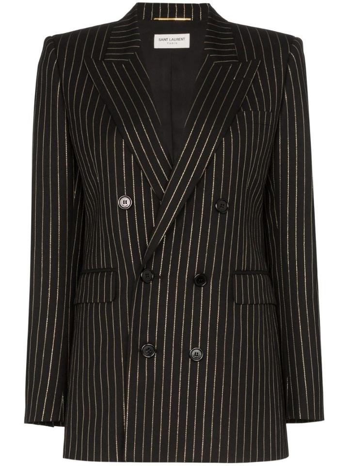 Saint Laurent Pinstripe Double-breasted Blazer - Black