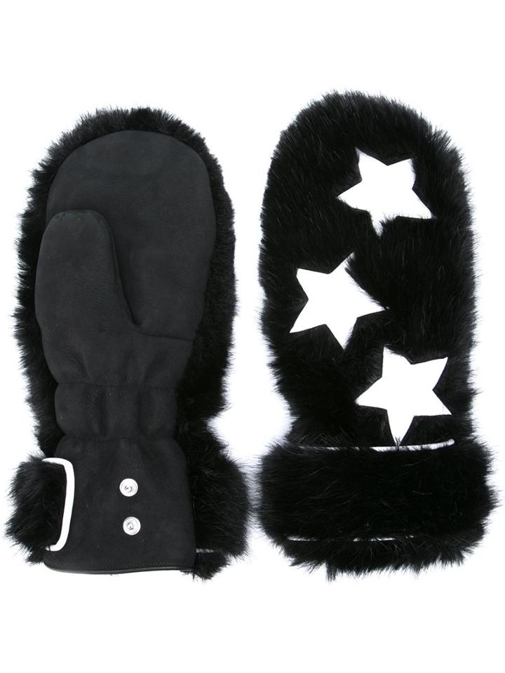 Filles A Papa 'stars' Motif Gloves, Women's, Black, Modacrylic/polyester/cotton/lamb Skin