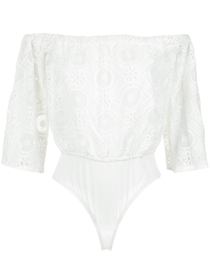 Martha Medeiros Lace Bodysuit - White