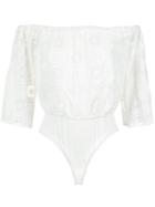 Martha Medeiros Lace Bodysuit - White