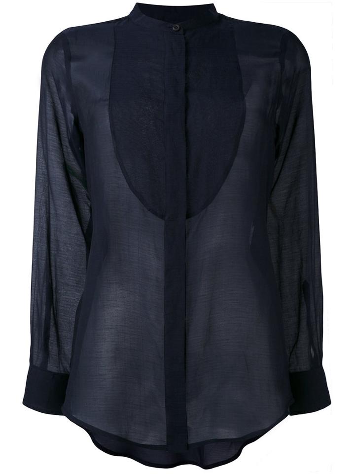 Alberto Biani - Sheer Bib Shirt - Women - Silk/cotton - 42, Blue, Silk/cotton
