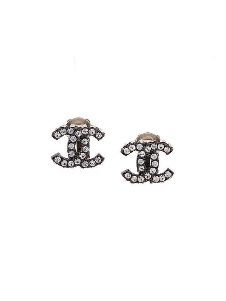 Chanel Vintage Cc Stud Clip-on Earrings