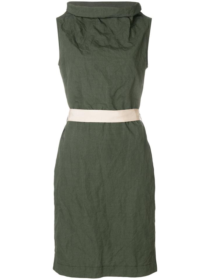 Antonelli Funnel Cowl Neck Fitted Dress - Green