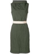 Antonelli Funnel Cowl Neck Fitted Dress - Green