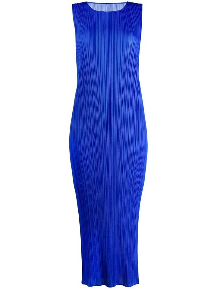 Pleats Please Issey Miyake Micro-pleated Long Dress - Blue