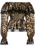 Dolce & Gabbana Leopard Peplum Blouse - Brown