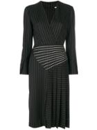 Marco De Vincenzo Pleated Pinstripe Midi Dress - Black